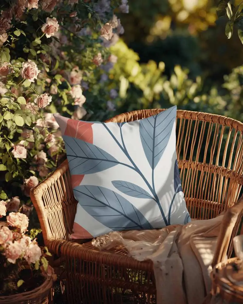 Garden Accessory Soft Cushion On Rattan Chair Relaxing Outdoor Space Enhancement