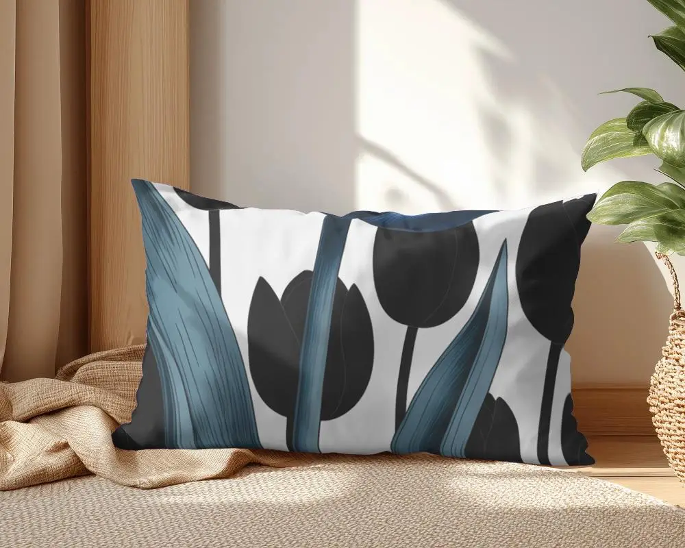 Cozy Indoor Decorative Rectangle Cushion Mockup With Natural Lighting Setting