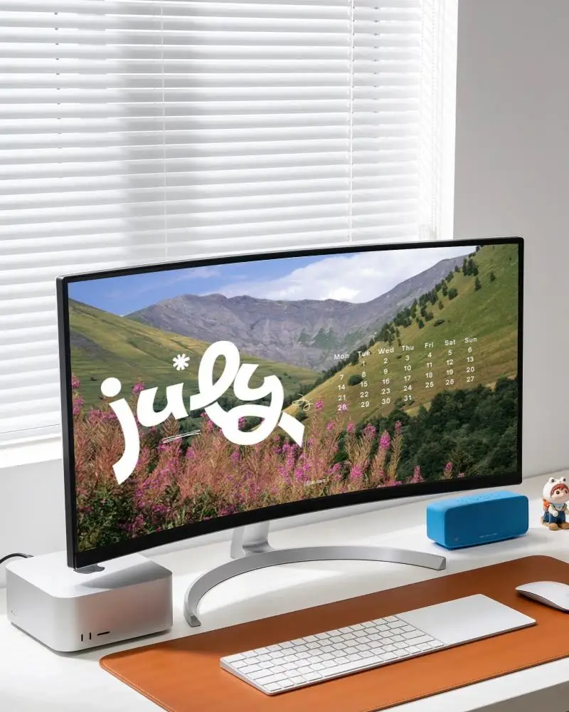 Ultra Wide Curved Monitor Hp Desktop Mockup Modern Computer Workspace Design