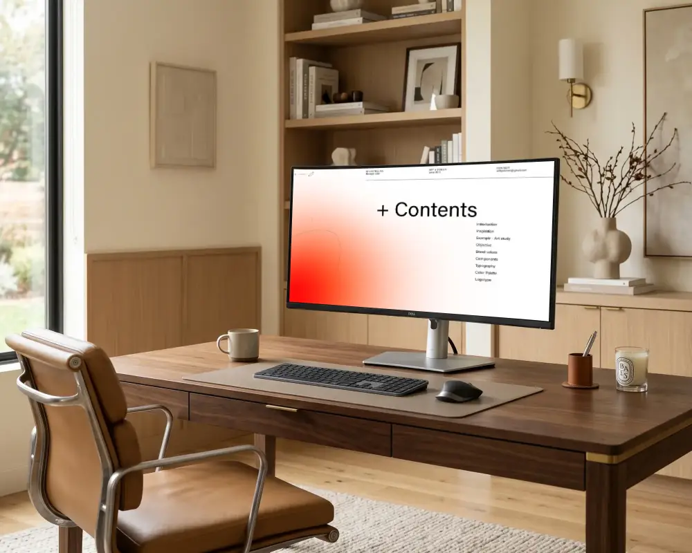 Modern Minimalist Home Office With Curved Dell Desktop Mockup And Ergonomic Chair Setup