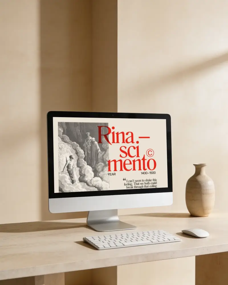Modern Minimalist Apple Desktop Mockup With Wireless Keyboard And Mouse On Simple Table