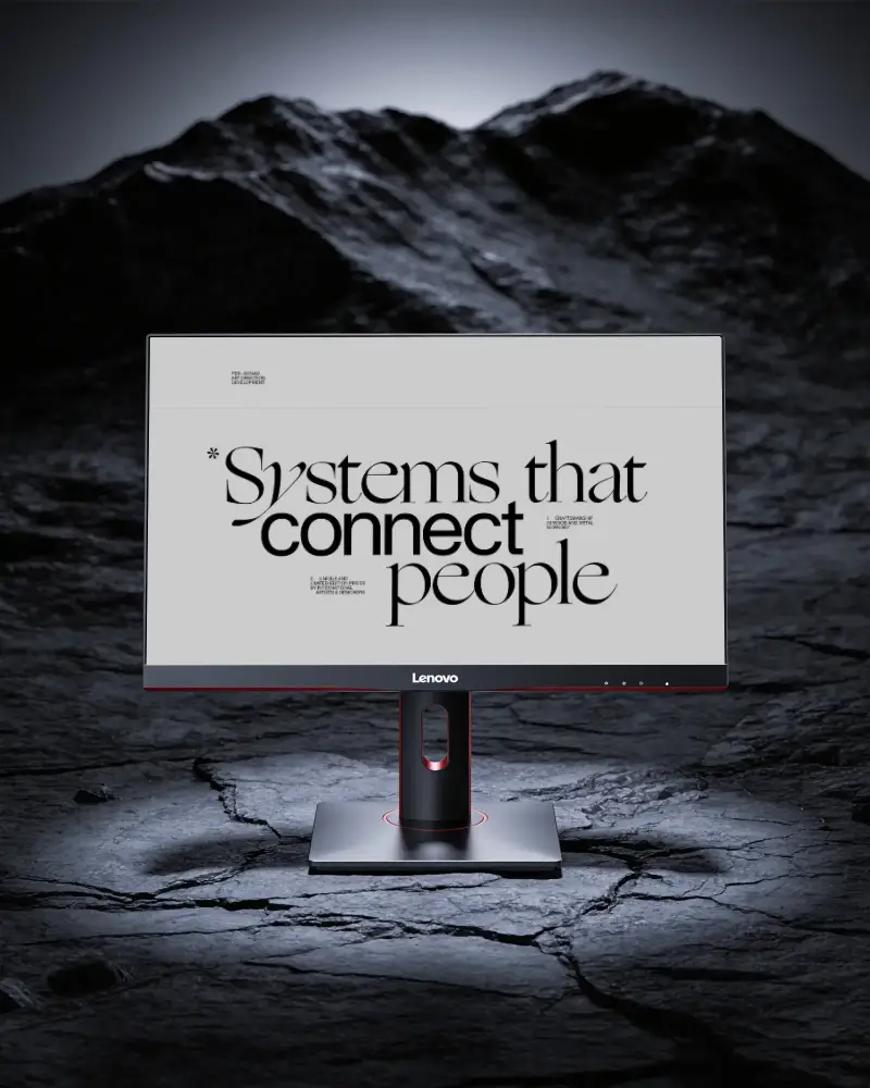 Sleek Modern Lenovo Desktop Mockup Monitor With Thin Bezel Ideal For Professional And Gaming Setups