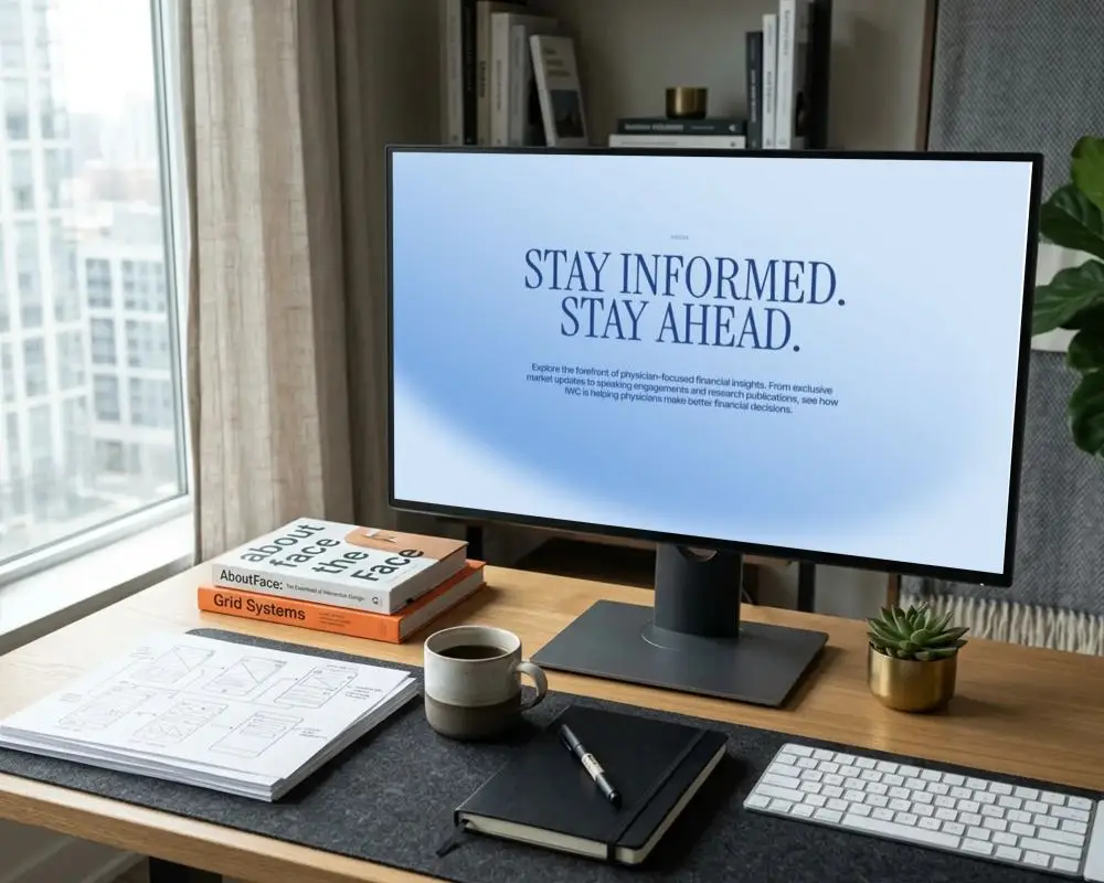 Clean Modern Workspace Hp Desktop Mockup With Organized Office Elements And Urban Window View
