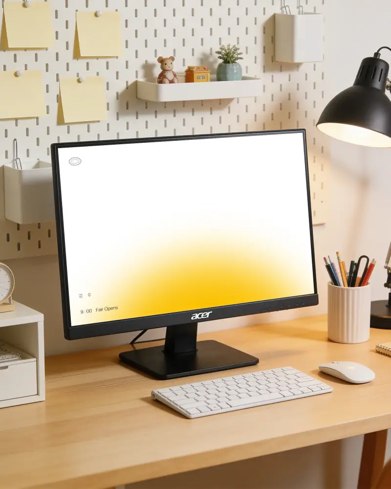 Tidy Study Area With Acer Desktop Mockup Monitor Keyboard Mouse And Creative Workspace Elements