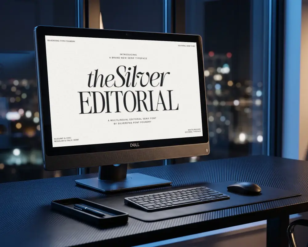 Sleek Dell Desktop Mockup Workstation With Wireless Keyboard And Mouse On Modern Desk