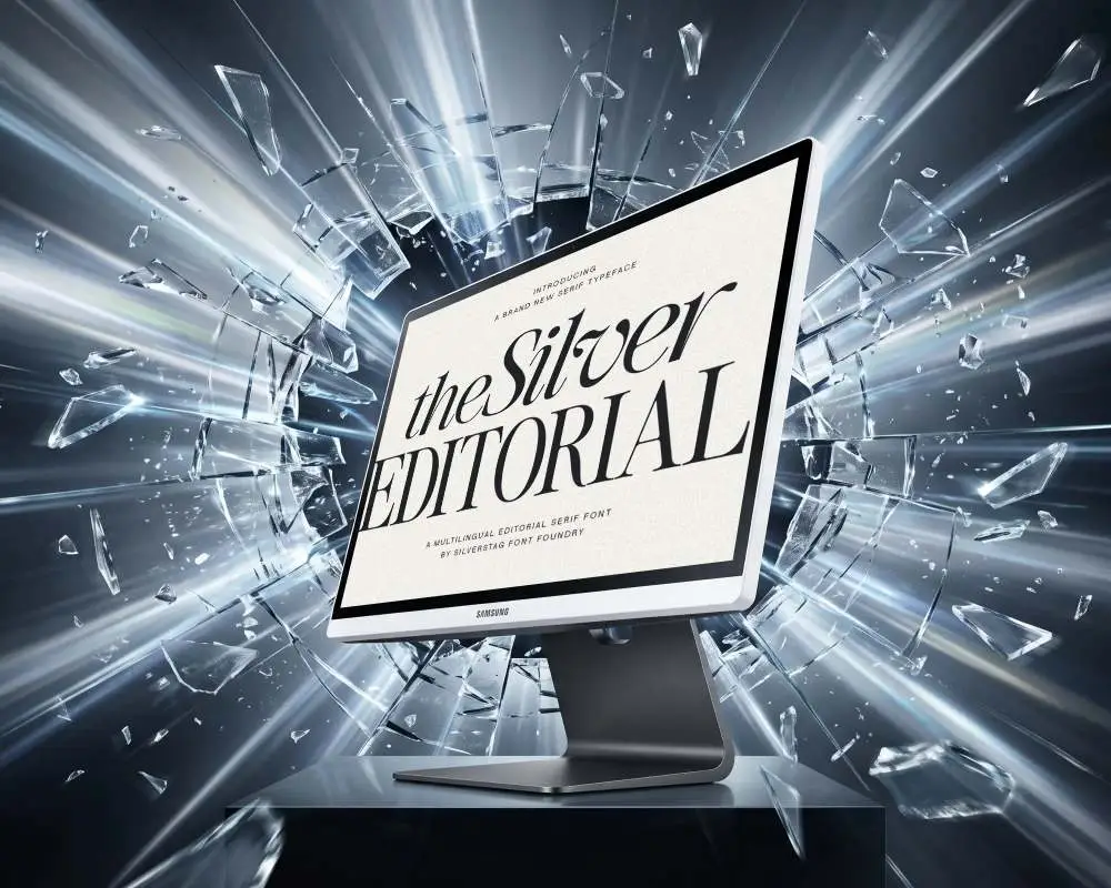 Futuristic Samsung Desktop Mockup Presenting Dynamic Technology Theme With Shattered Glass Visuals