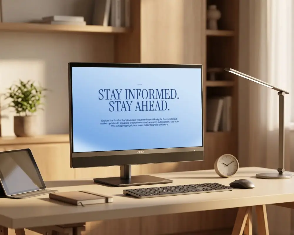 Modern Acer Desktop Mockup With Wireless Keyboard Mouse And Digital Tablet On Work Desk