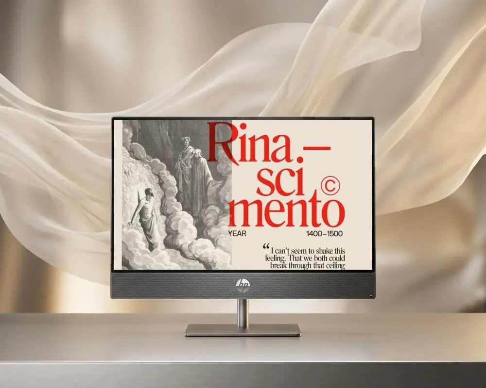 Professional Hp Desktop Mockup With Clean Monitor Display And Texture Rich Backdrop