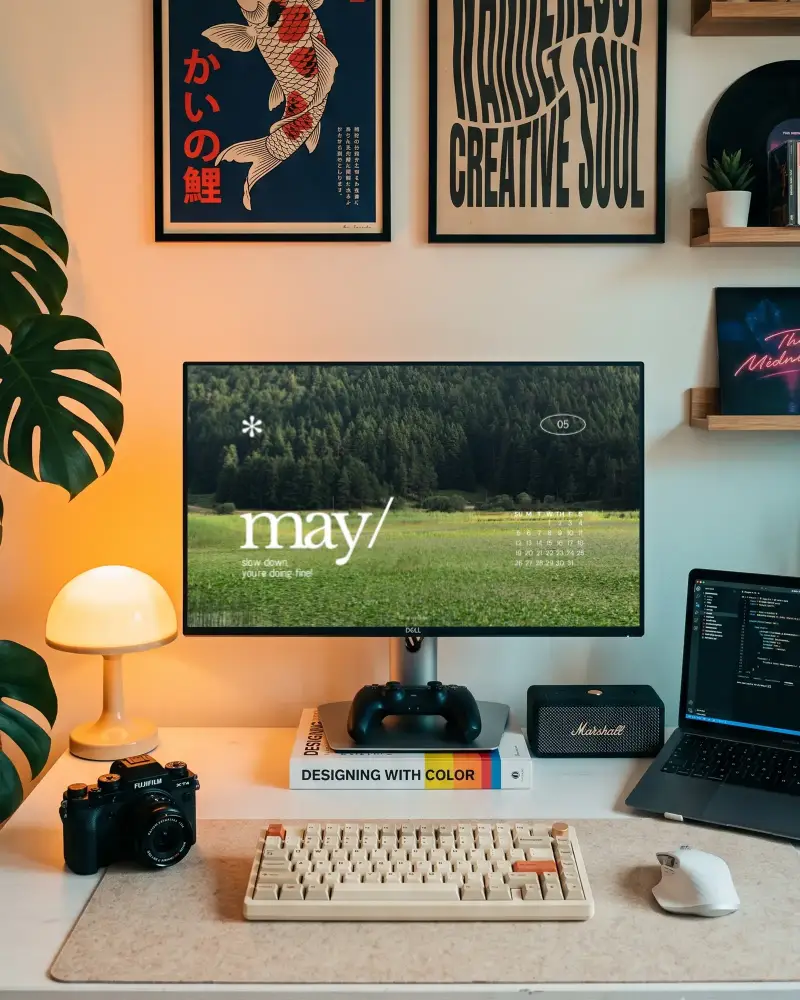 Sleek Modern Dell Desktop Mockup With Keyboard Mouse Monitor Creative Desk Setup