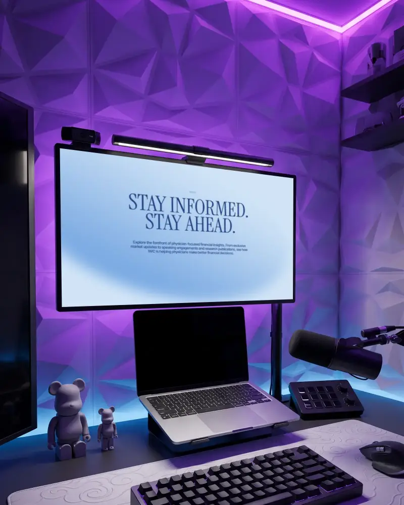 Modern Lenovo Desktop Mockup Setup With Multi Screen Workstation And Microphone For Recording