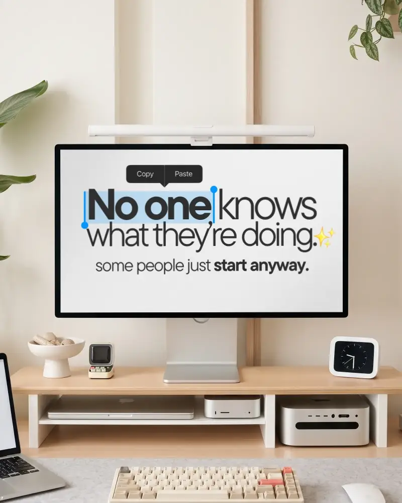 Minimalist Apple Desktop Mockup Setup With Mac Mini And Large Monitor For Efficient Workstation