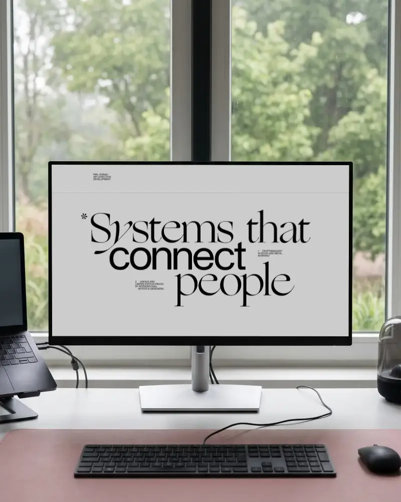 Ergonomic Asus Desktop Mockup With Large Monitor Laptop Stand And Keyboard Facing Window View