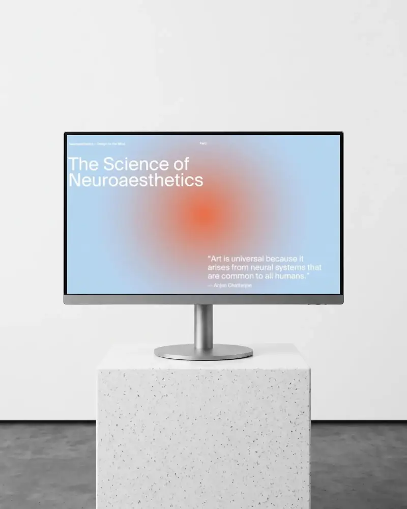 Modern Minimalist Dell Desktop Mockup On Textured Pedestal For Clean Website Presentation