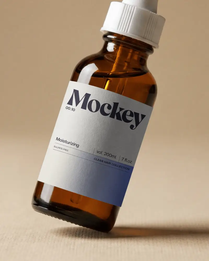 Amber Dropper Bottle Mockup With Blank Label For Custom Product Packaging Presentation