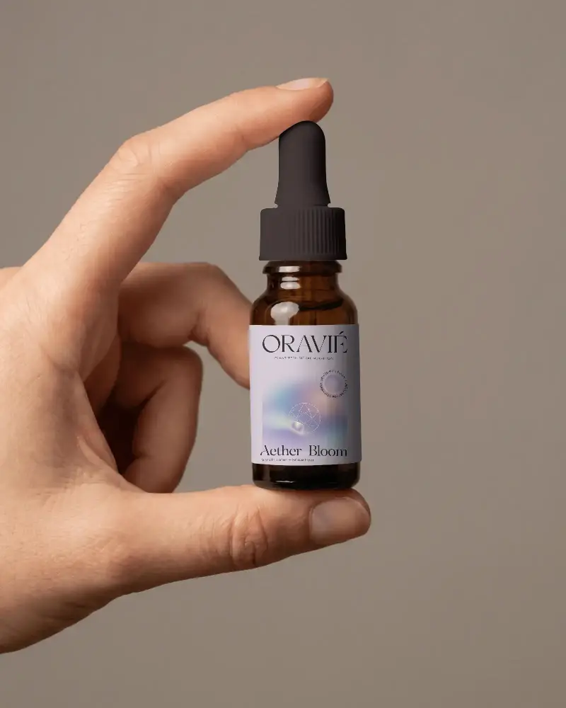 Hand Holding Dropper Bottle Mockup For Essential Oils Serums Or Cosmetic Packaging Design