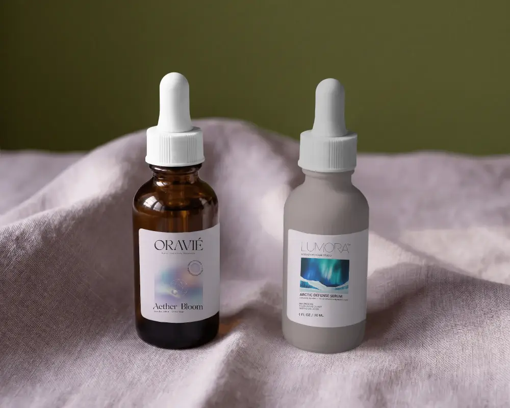 Amber Glass Dropper Bottle Template For Essential Oils Skincare Serums And Cosmetics Packaging
