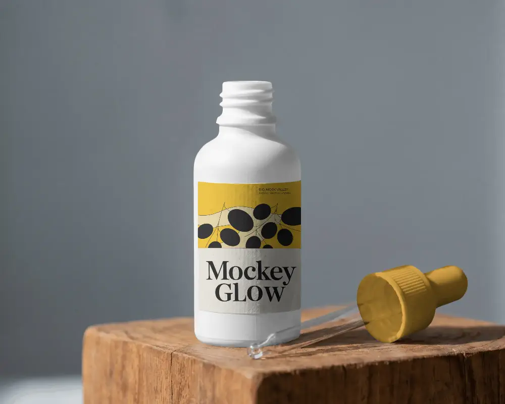 Natural Dropper Bottle Mockup For Essential Oils Serums Or Cosmetic Product Packaging Display