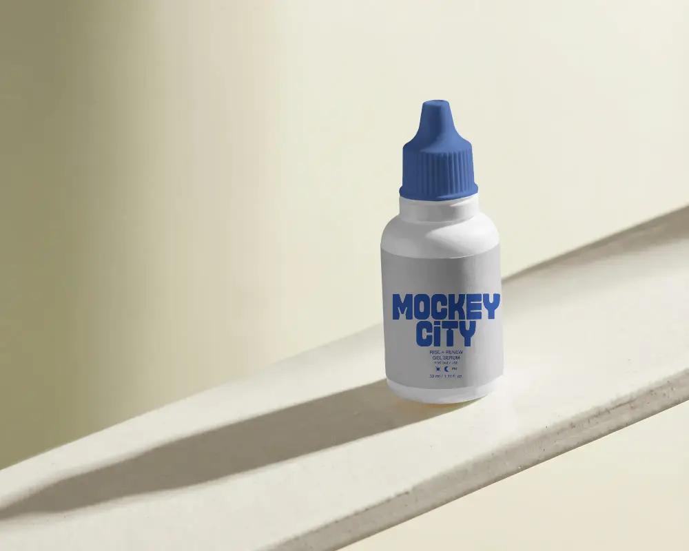 Portable Dropper Bottle Mockup For Liquid Packaging And Cosmetic Product Branding Design