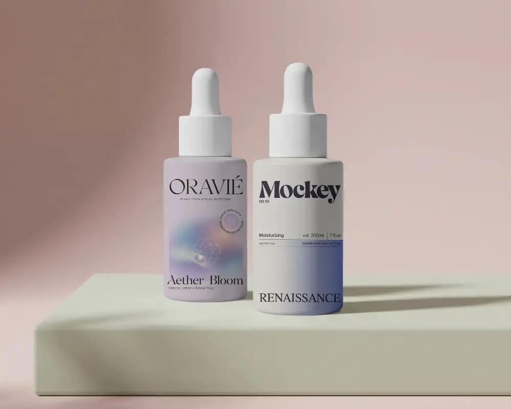 Modern Dropper Bottle Mockup For Serum Packaging Design Presentation Template