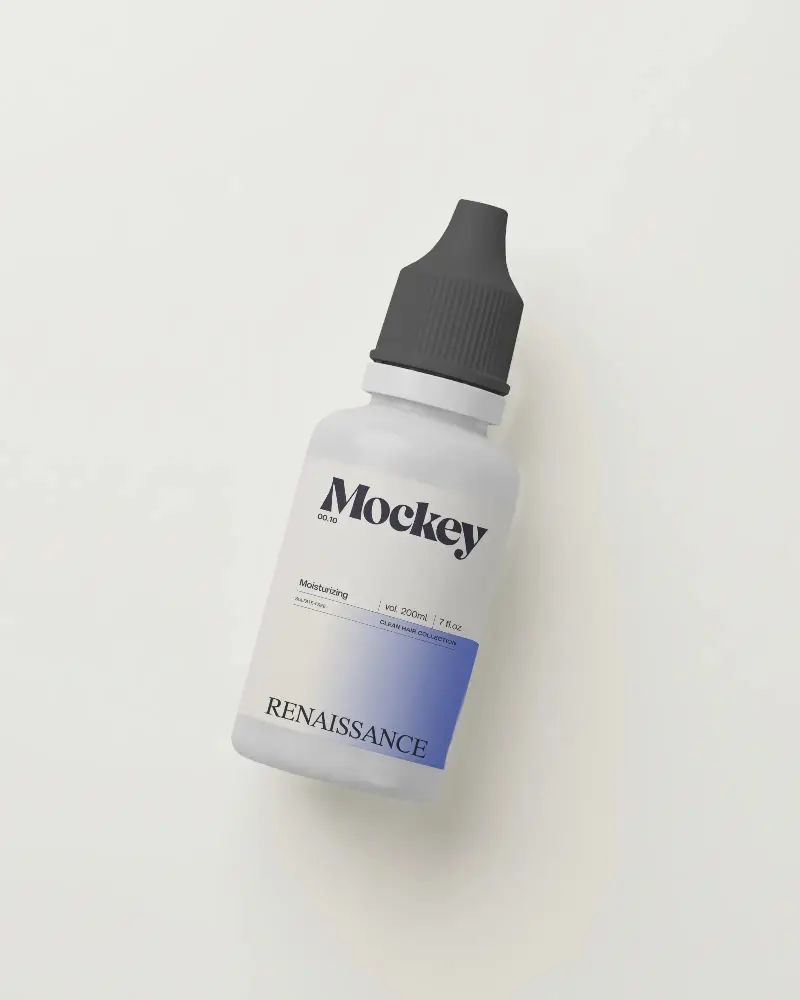 Clean Minimalist Dropper Bottle Mockup For Cosmetic Skincare Oil Packaging Design Presentations