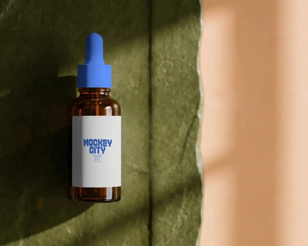 Minimalist Glass Dropper Bottle Mockup For Essential Oils Serum Packaging Design Display
