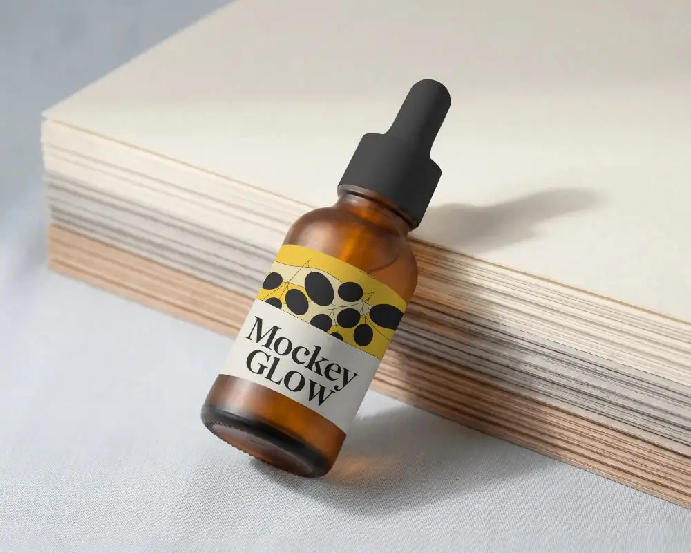 Stylish Dropper Bottle Mockup For Cosmetic Serum Skincare Product Presentation Design