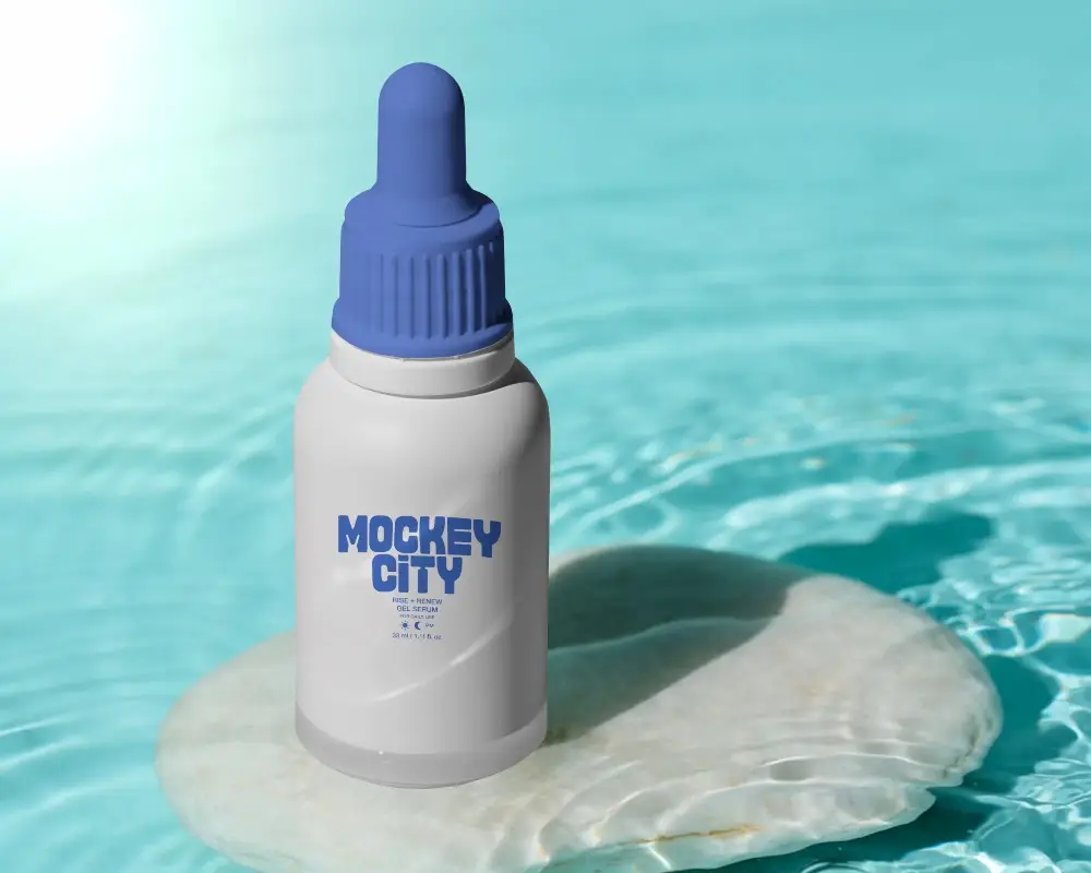 Dropper Bottle Mockup For Cosmetic Skincare Serums Liquid Packaging Presentation