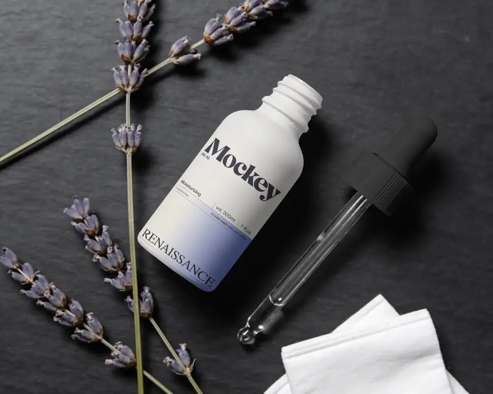 Minimalist Dropper Bottle Mockup For Essential Oil Packaging Design Showcase