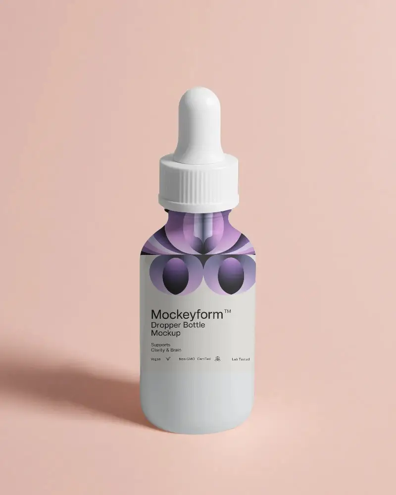Minimalistic Dropper Bottle Mockup For Organic Skin Care Product Packaging Design Presentation