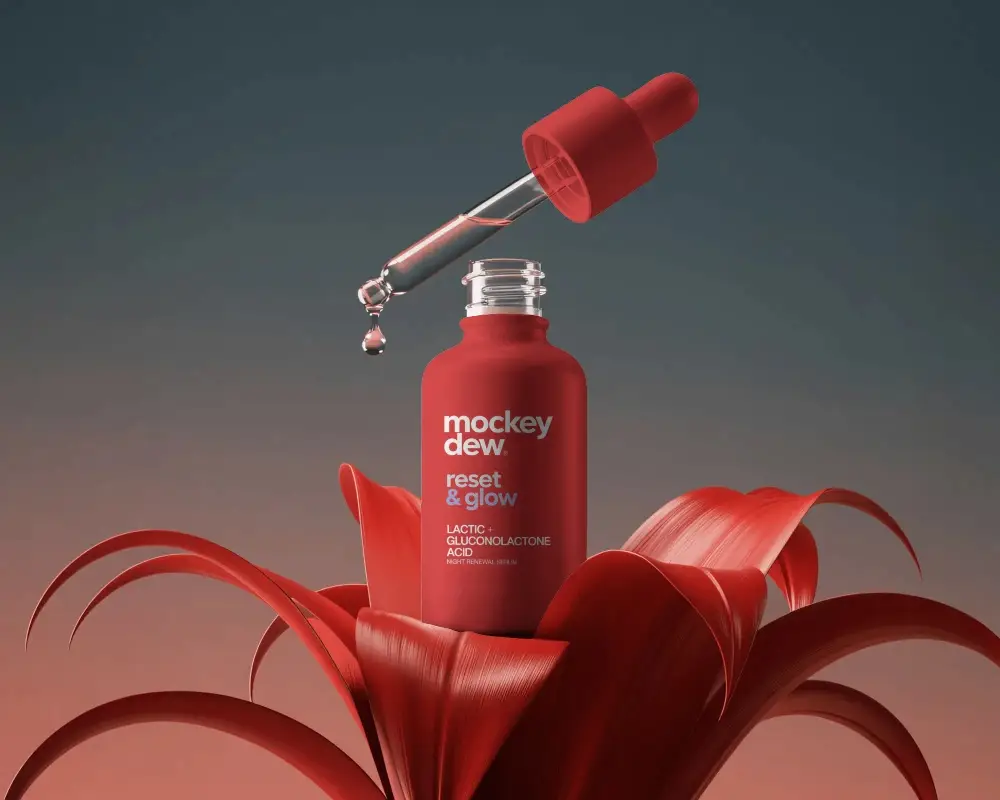 Cosmetic Dropper Bottle Mockup With Dropper Cap Ideal For Essential Oils Serums And Products