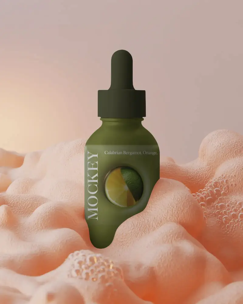 Sleek Minimalist Dropper Bottle Mockup On Soft Foam Surface For Beauty Product Presentation