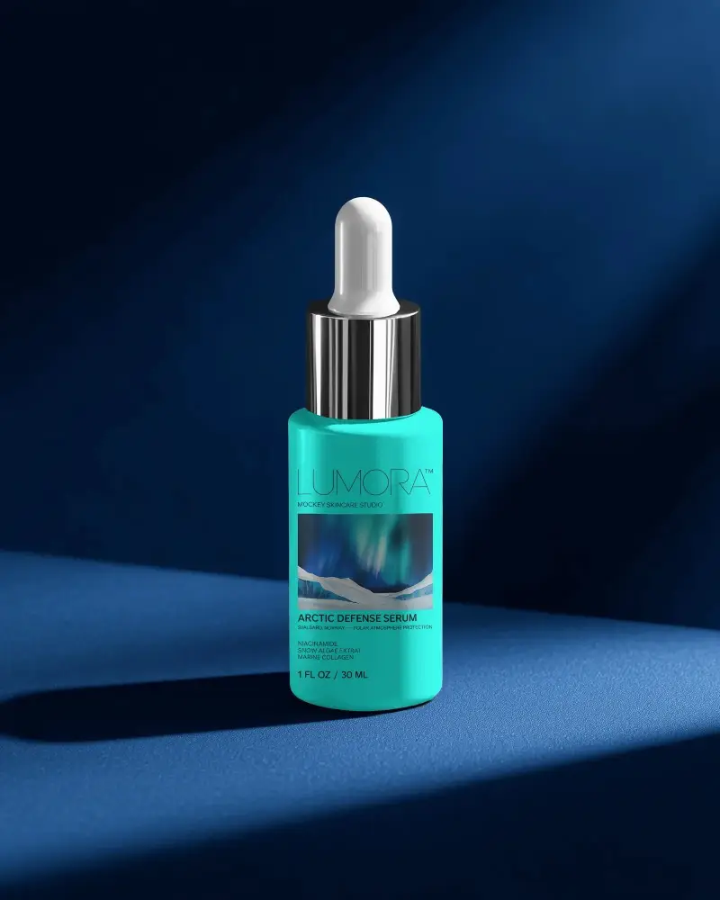 Premium Dropper Bottle Mockup With Reflective Cap And Modern Minimalist Shadow Play Design