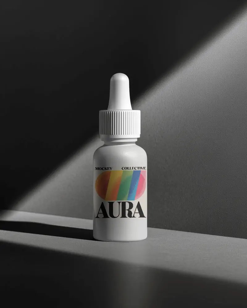 Premium Dropper Bottle Mockup With Realistic Light And Shadow For Product Presentation