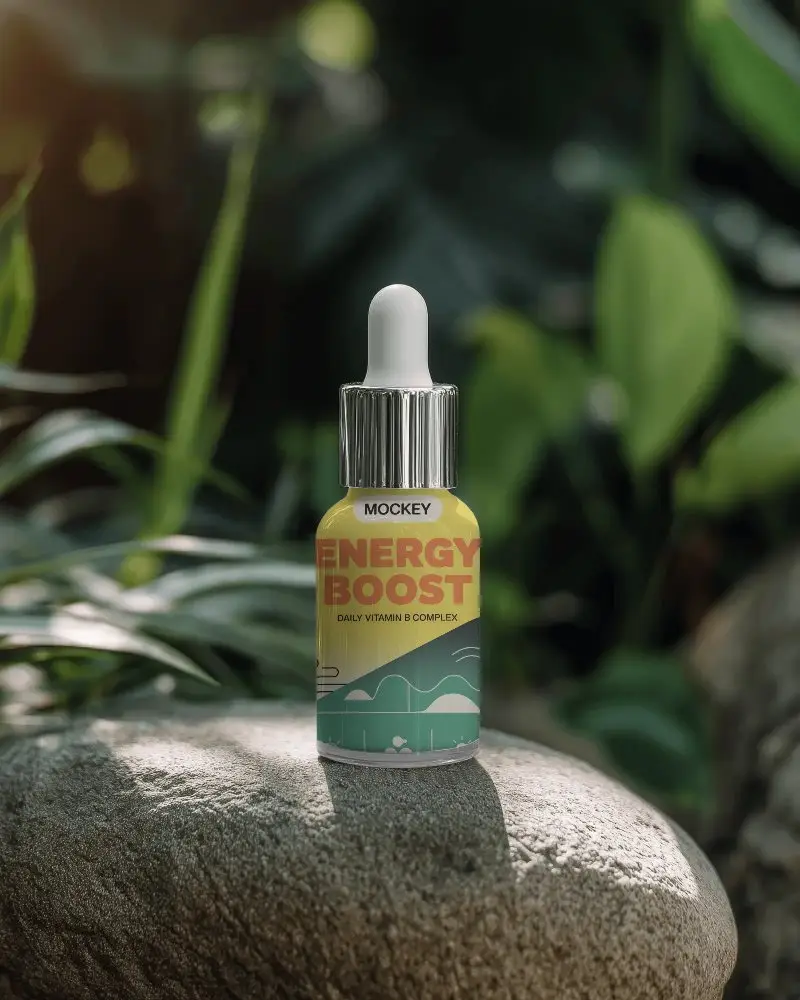 Premium Dropper Bottle Mockup For Skincare Serums And Essential Oils Natural Background