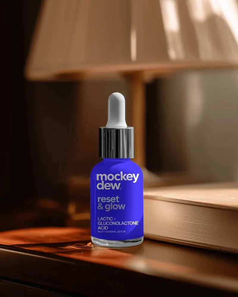 Elegant Dropper Bottle Mockup On Wooden Table With Soft Light For Cosmetic Packaging