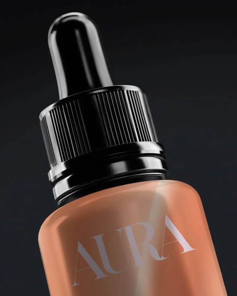 High Quality Dropper Bottle Mockup For Essential Oils Serum Packaging Design Presentation