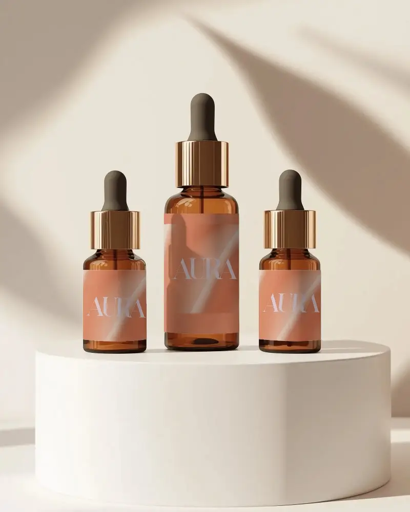 Premium Dropper Bottle Mockup For Essential Oils Serums And Cosmetic Packaging Display