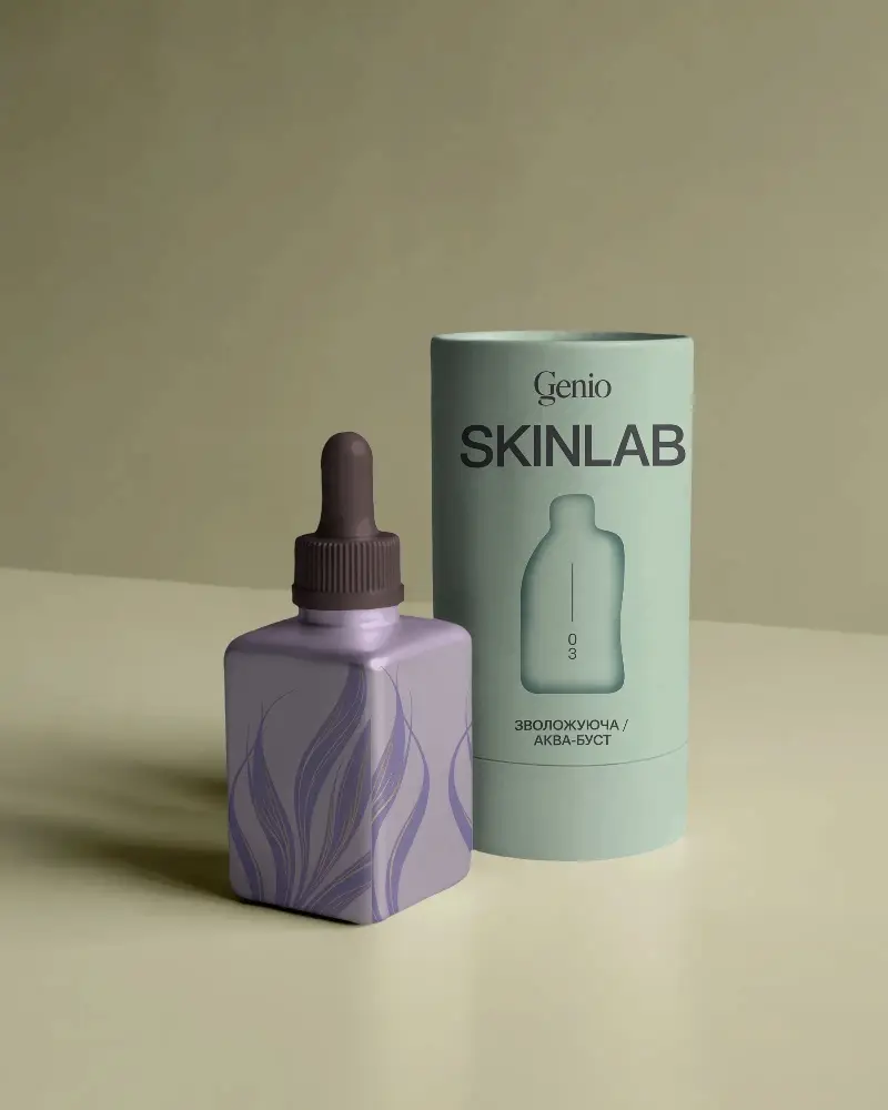 Premium Dropper Bottle Mockup With Rigid Cylinder Box For Luxury Skin Care Product Presentation