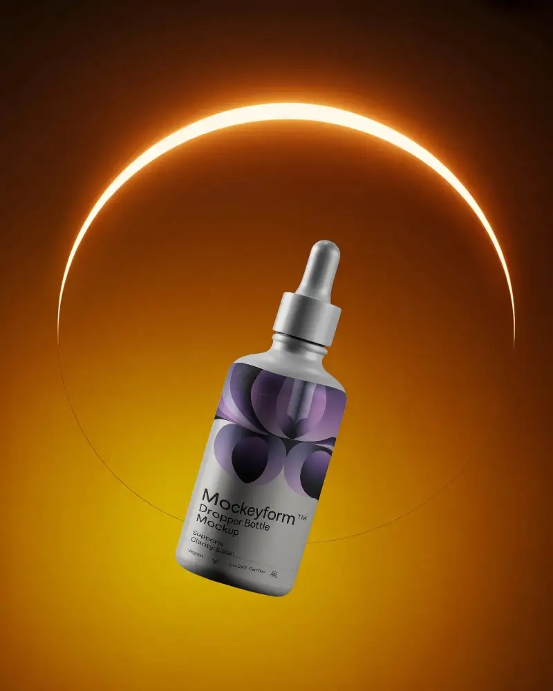 Realistic Dropper Bottle Mockup For Healthcare Vitamin And Aromatherapy Branding Use