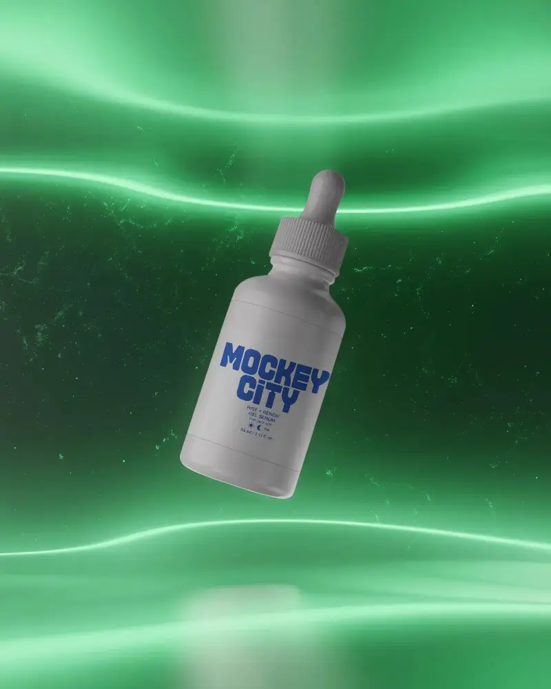 Realistic Dropper Bottle Mockup For Skincare Or Aromatherapy Liquid Packaging Branding