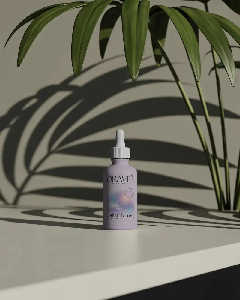 Elegant Dropper Bottle Mockup With Nature Inspired Shadow Background For Product Showcase