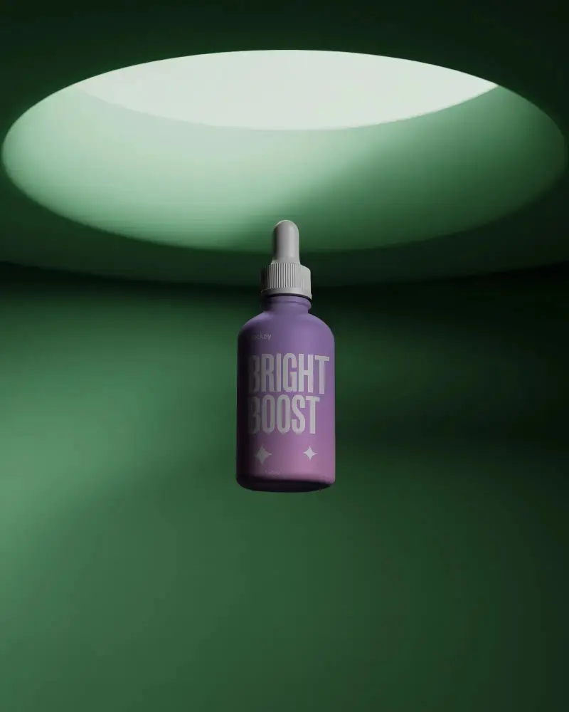 Realistic Dropper Bottle Mockup Presenting Minimalist Cosmetic Packaging Design Solution