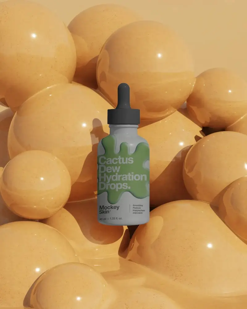 Minimalistic Dropper Bottle Mockup With Contemporary Abstract Background For Branding Use