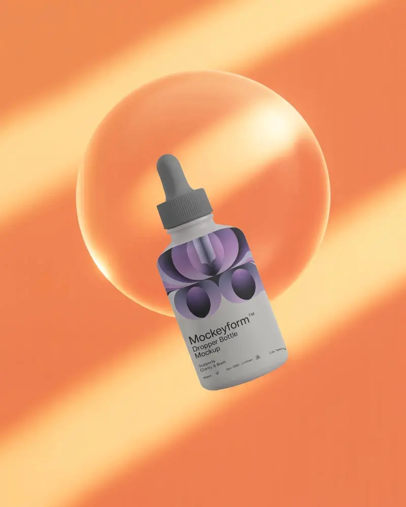 Premium Dropper Bottle Mockup Template For Skincare Or Health Product Branding