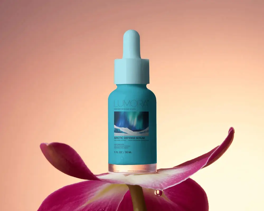 Natural Skincare Dropper Bottle Mockup With Floral Background For Beauty Products Presentation