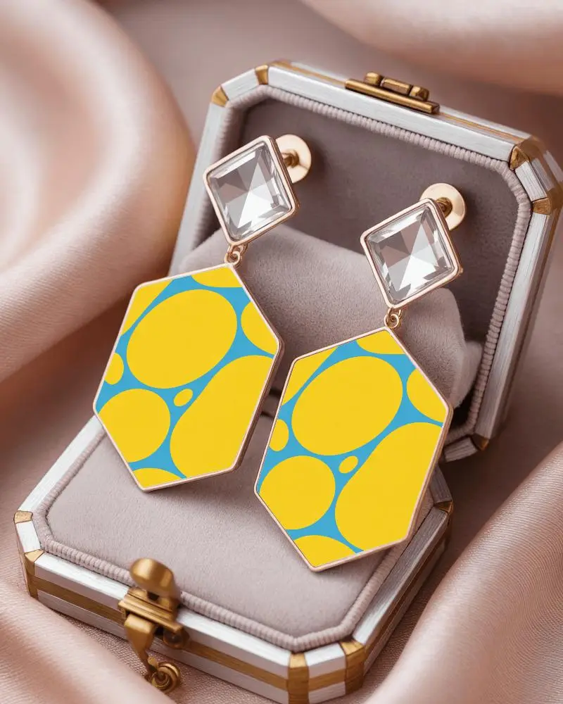 Earring Mockup On Creased Luxury Fabric With Textured Cloth Highlights