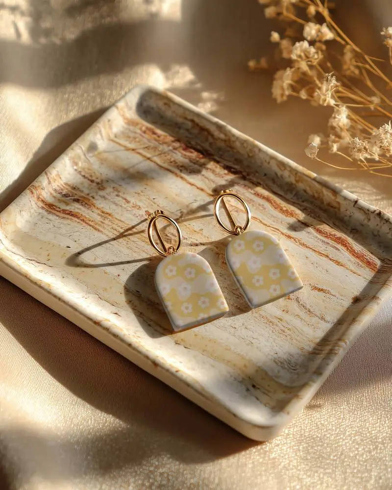 Minimalist Arch Shape Dangle Earrings With Elegant Round Hoop Attachment For Daily Wear 0162