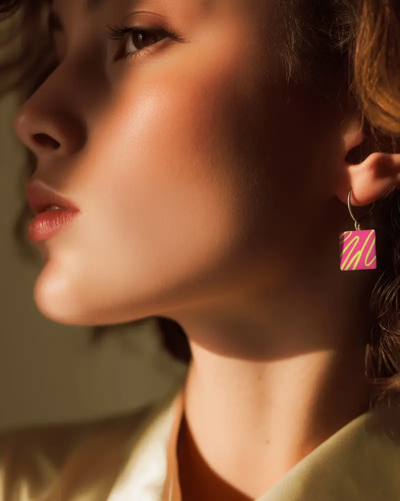 Elegant Minimalist Square Earring Mockup For Fashion Accessory Promotion And Design Display