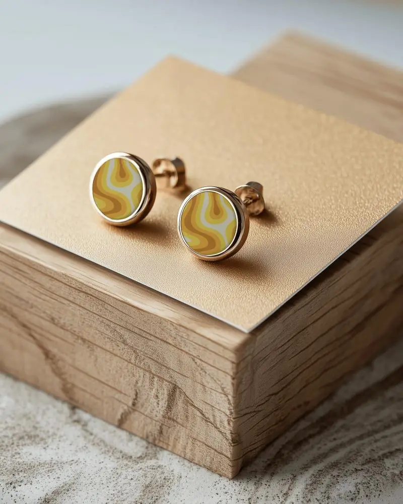 Minimalist Round Stud Earrings Mockup For Elegant Daily Wear With Comfortable Back Closure Design