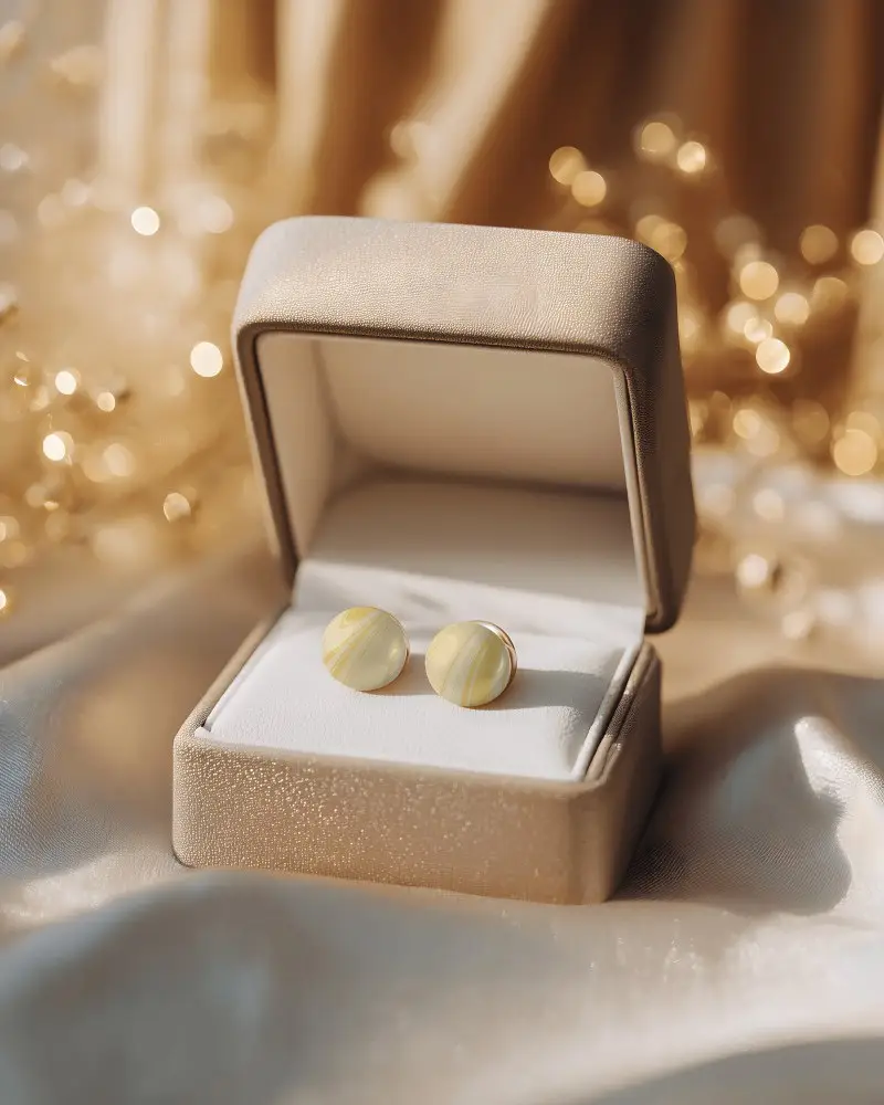 Minimalist Post Stud Earrings Mockup Displayed In Classic Ring Box For Jewelry Presentation